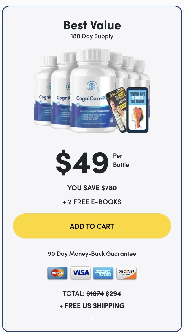 Order CogniCare Pro – 6 bottle package best value